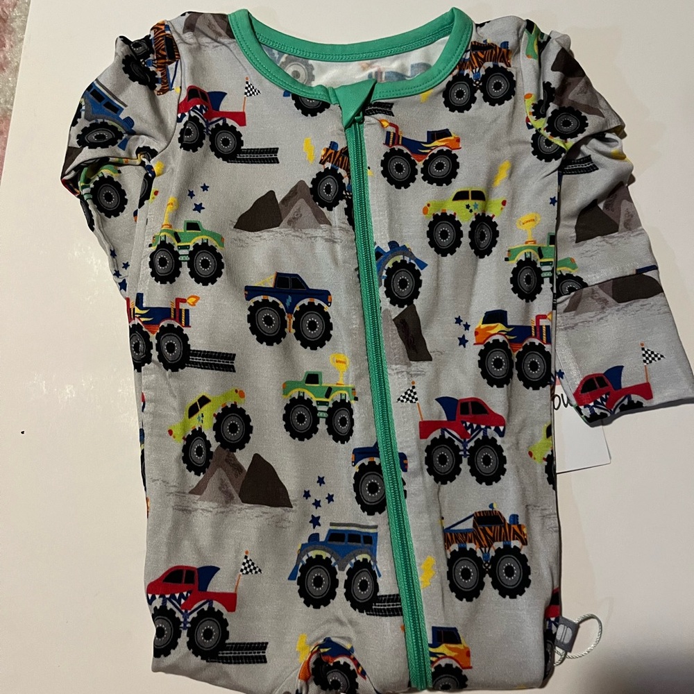 Baby Onesie with Monster Truck Print